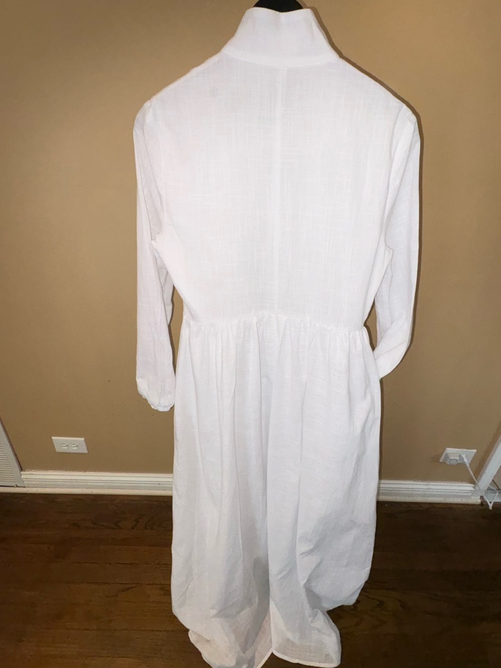 Modesees White Button-Front Long Sleeve Maxi Dress - Picture 2 of 10